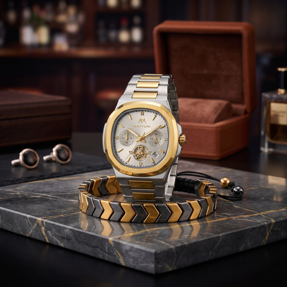 Matturi By Trendure Luxury Men's Chronograph Watch with Free Bracelet