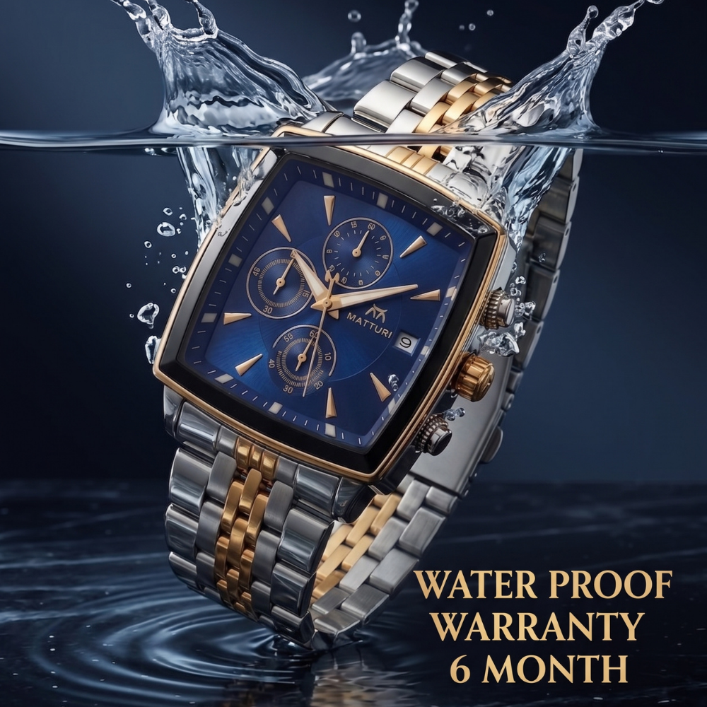 Matturi By Trendure Luxury Men's Square Chronograph Watch with Free Bracelet