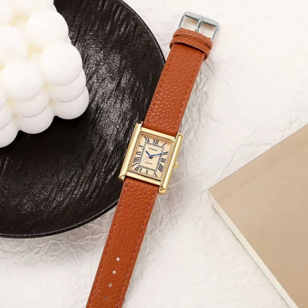 Cartier By Trendure Luxury Rectangular Leather Watch for Men With Free Bracelet