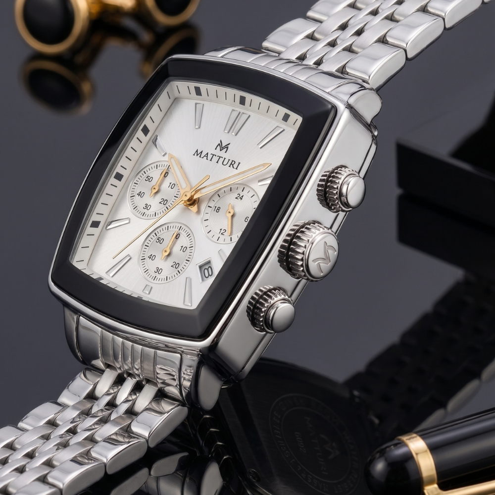 Matturi By Trendure Luxury Men's Square Chronograph Watch with Free Bracelet