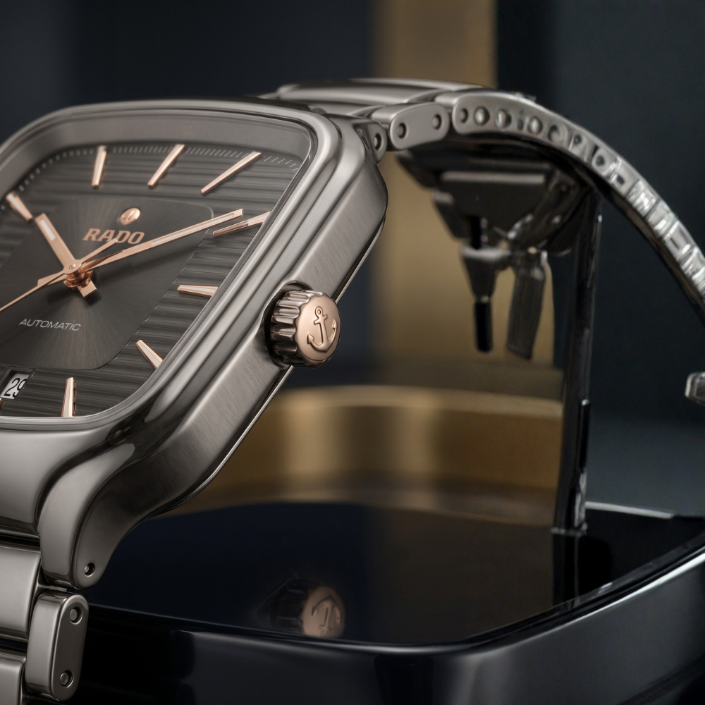 Rado By Trendure Luxury Men's Square Silver Watch with Free Bracelet