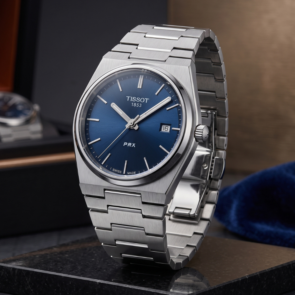 Tissot By Trendure Men's Blue Dial Stainless Steel Luxury Watch With Free Bracelet