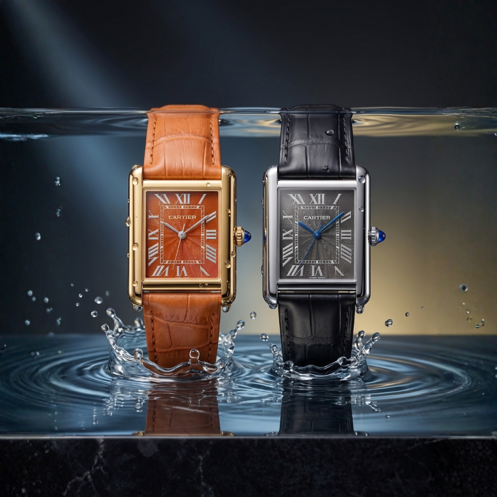 Cartier By Trendure Luxury Rectangular Leather Watch for Men With Free Bracelet